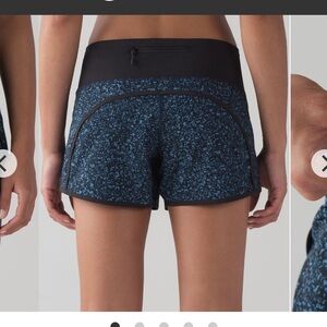 lululemon Run Times Shorts sz 8 Daisy Dust Illuminight Blue and Black print